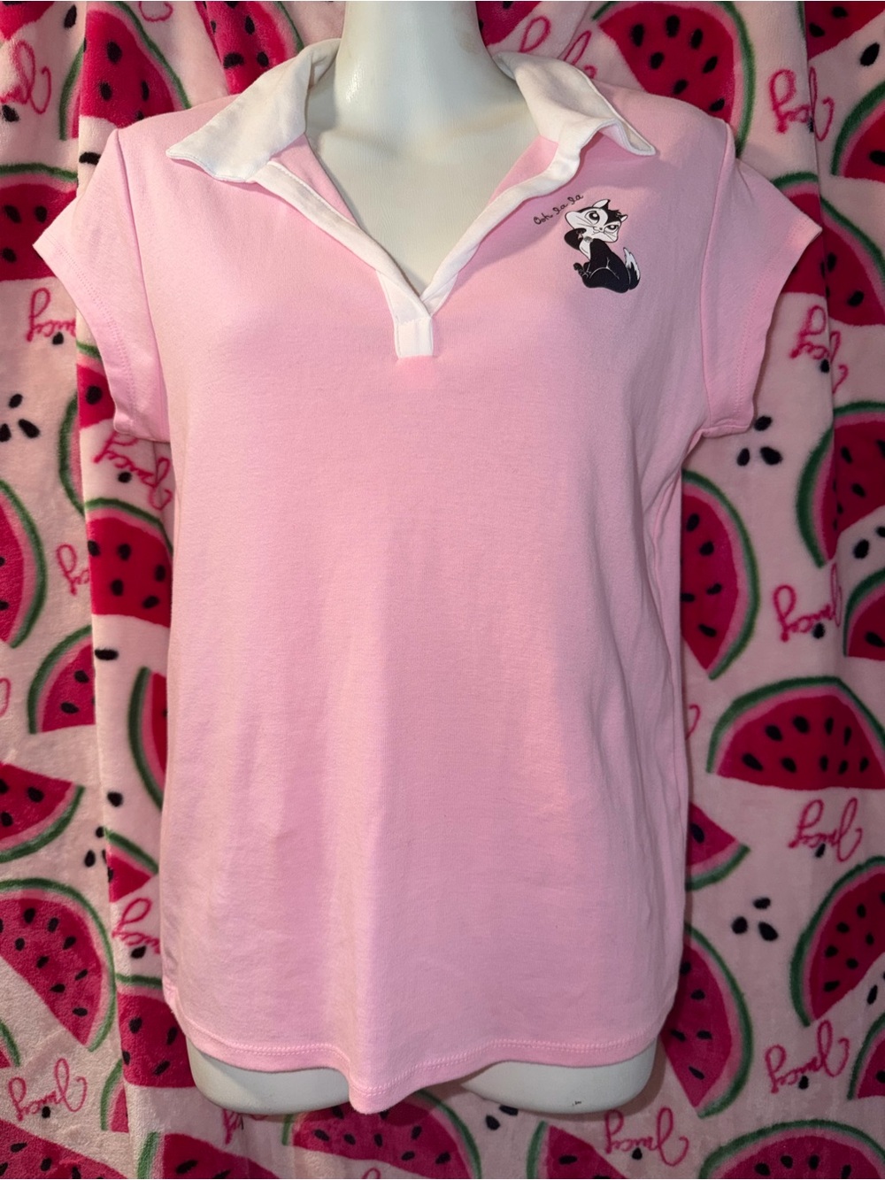 🩷 Deadstock Looney Toons Polo Shirt with Rhinestone Penelope Graphic